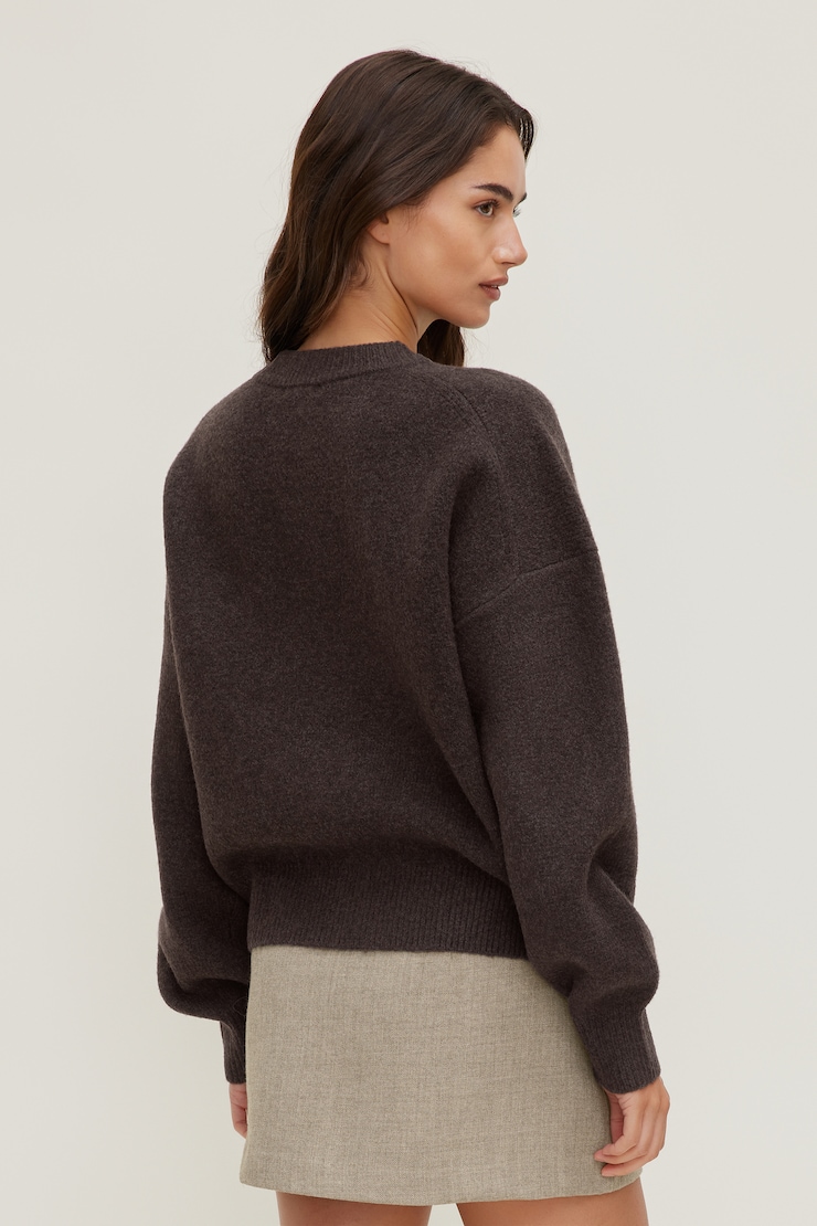 Boxy Zip Cardigan Java Brown large