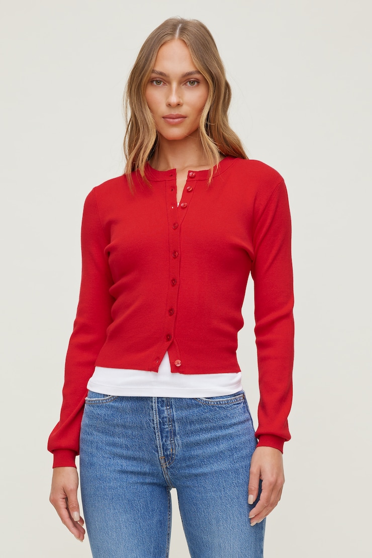 Rebecca Crewneck Cardigan High Risk Red large