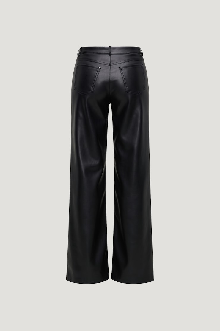 Devon Low Rise Straight Leg Faux Leather Pants Jet Black large