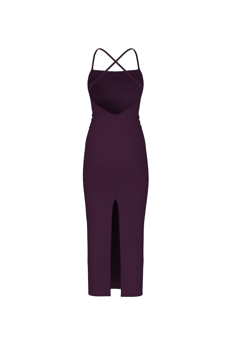 Maxi Low Back Cami Dress, Wild Berry Maroon, large