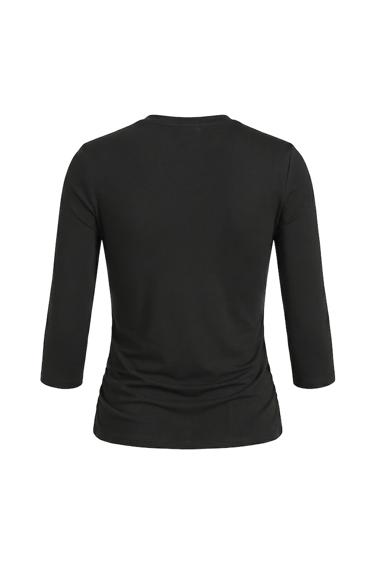 Sleek High V-Neck 3/4 Sleeve Top, Jet Black, large