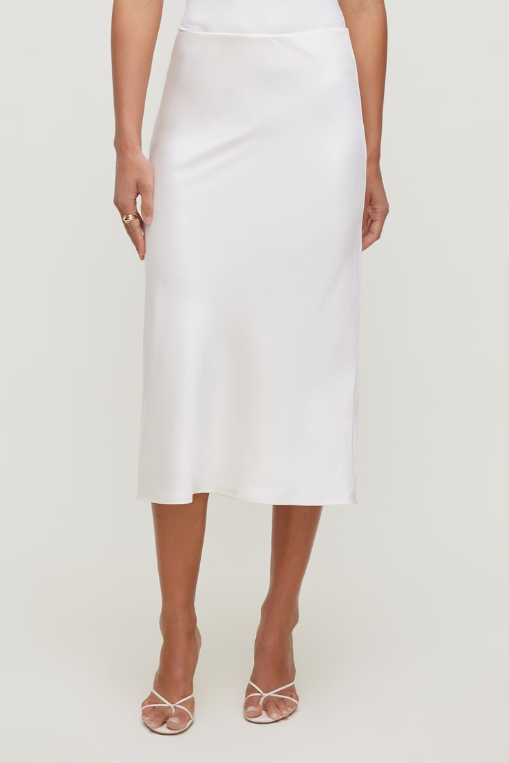 Delila Satin Midi Skirt Sea Salt Cream large