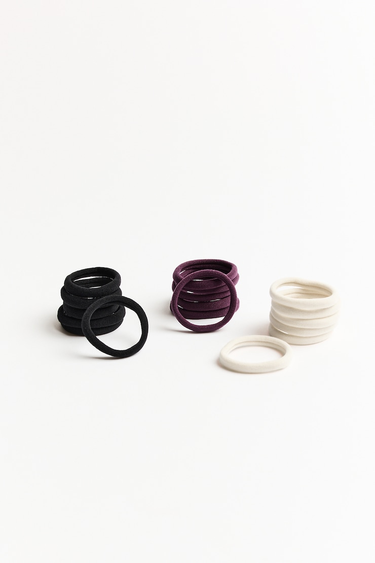 Pack of 18 Seamless Hair Elastics, Wildberry / Coconut / Black, large