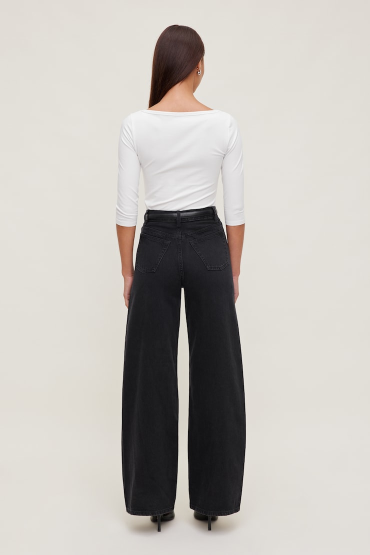 Harlow Ultra High Rise Wide Leg Jeans Granite Black large