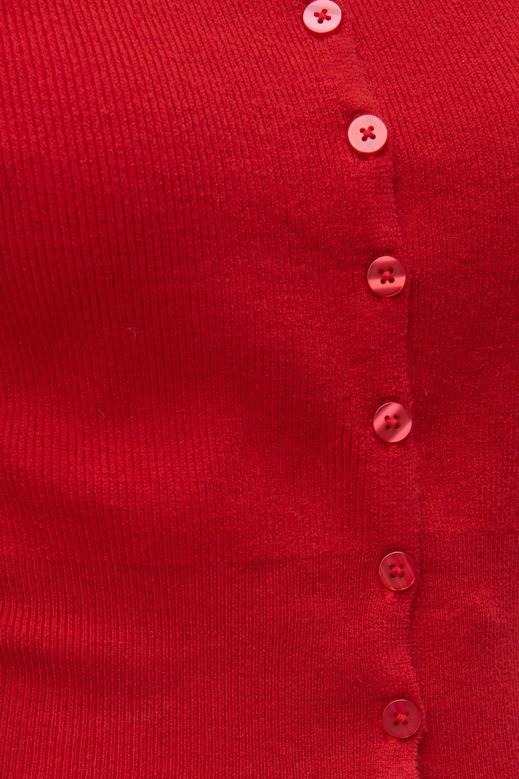 Cardigan côtelé à ourlet cintré Sara Rouge piment large