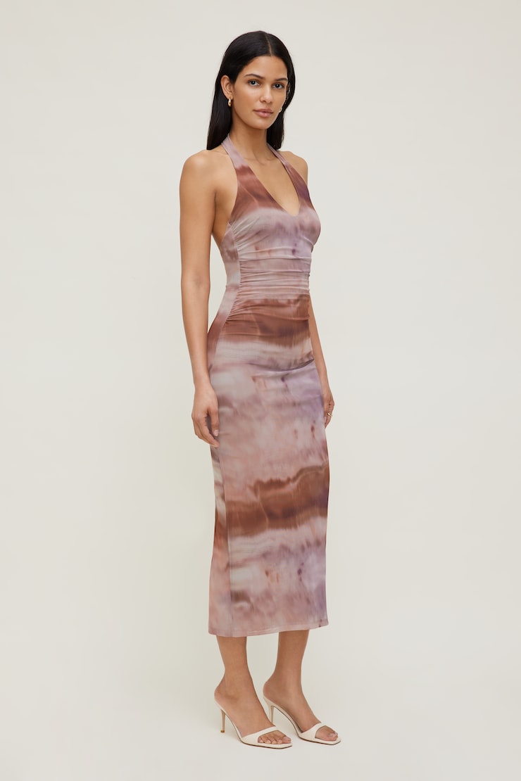 Reia Halter Mesh Maxi Dress Dreamy Blur Orange large
