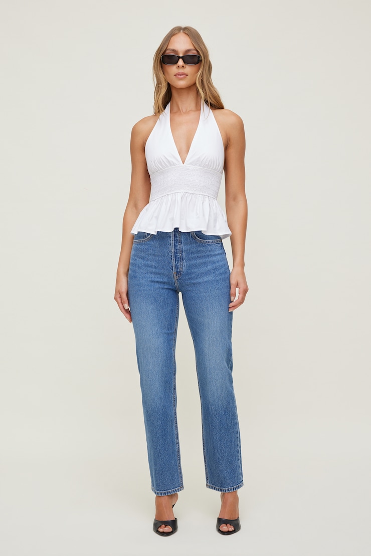Gemma Poplin Halter Top Bright White large