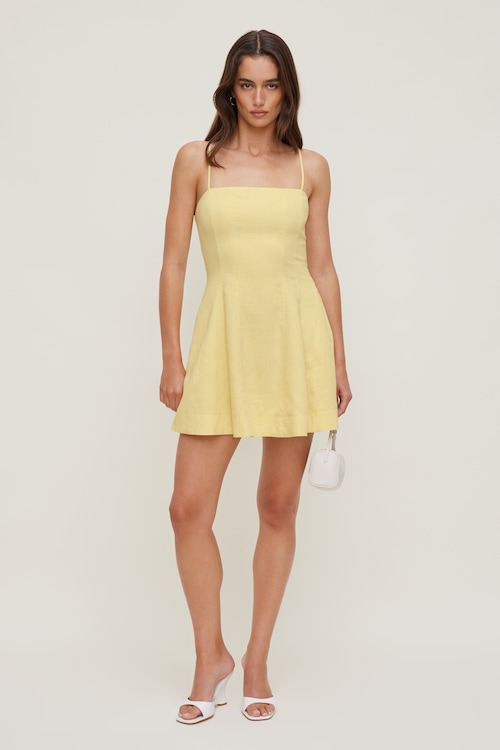dynamite linen dress Ivory Front Seam Linen Mini Dress Yellow