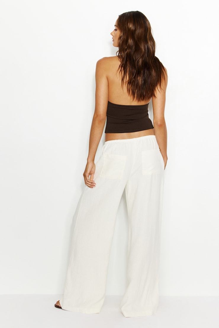 Millie Linen Pull-On Pants, Snow White, large