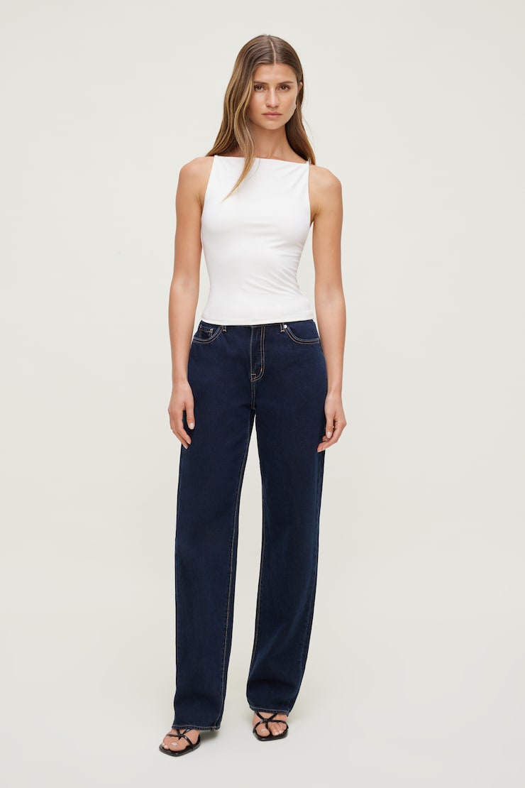 Mika Mid Rise Relaxed Straight Leg Jeans Dark Indigo / Saranac Blue large