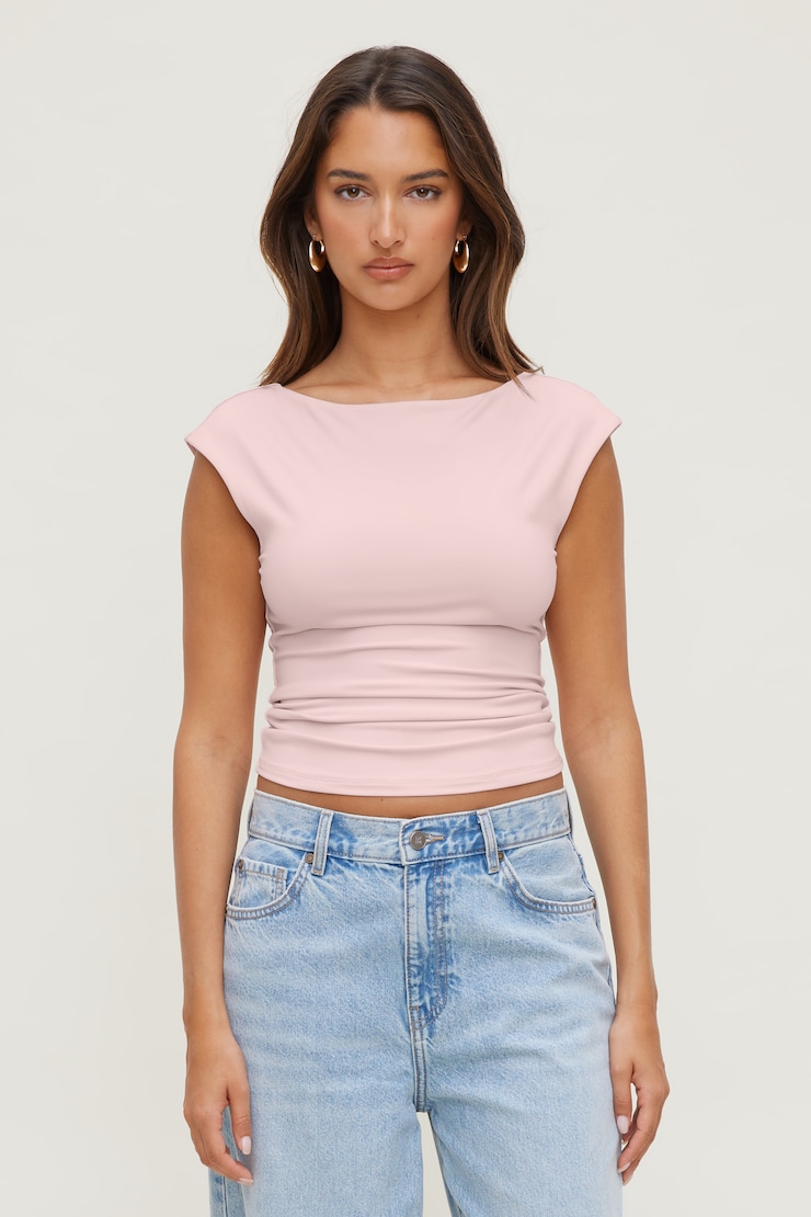Sculpt Cap Sleeve T Shirt Pale Lilac Pink large
