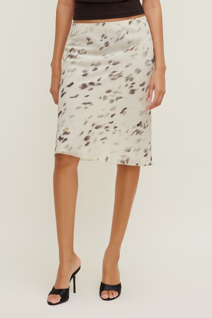 Esther Georgette Midi Skirt Beige Floral large