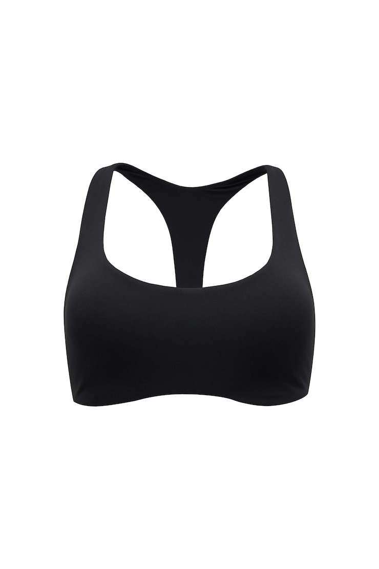 Soutien-gorge de sport à dos nageur et col échancré, Noir encre, large