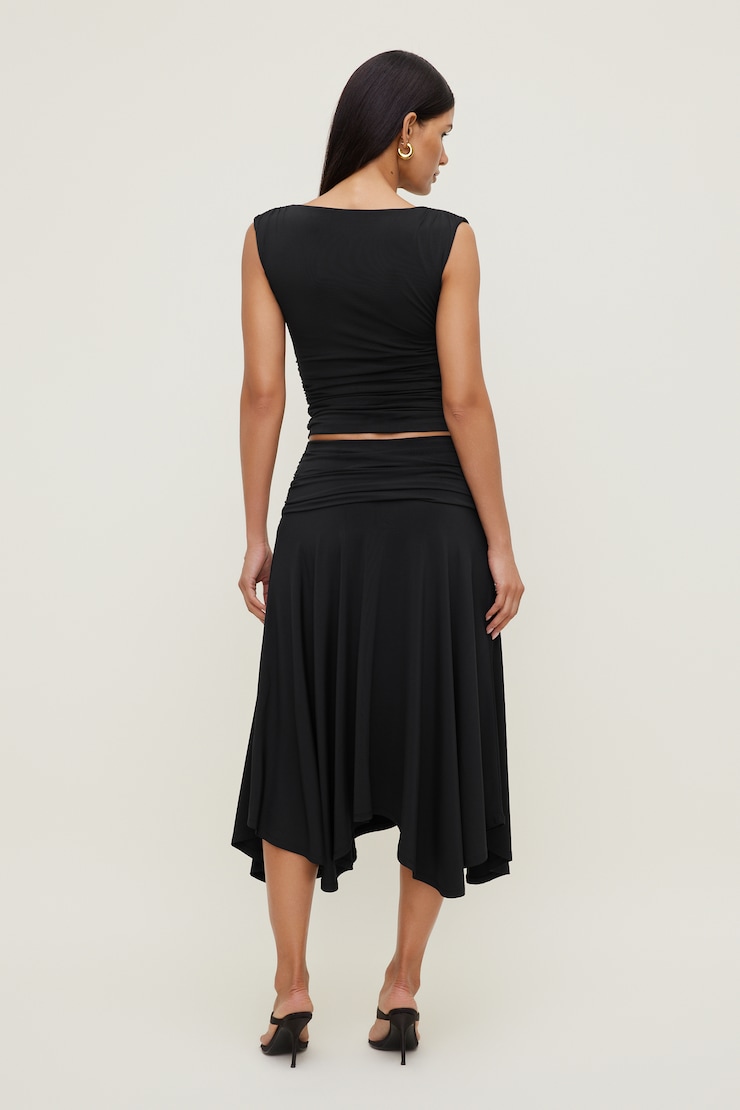 Sculpt Asymmetric Midi Skirt