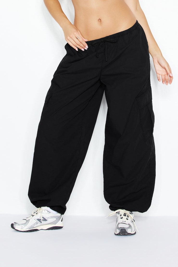 Poplin Balloon Cargo Pants, JET BLACK, large