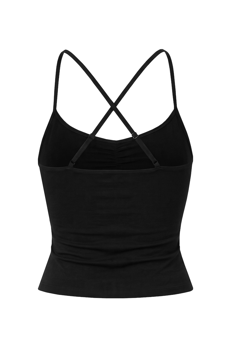 Active Ruched Cami Top, JET BLACK, large