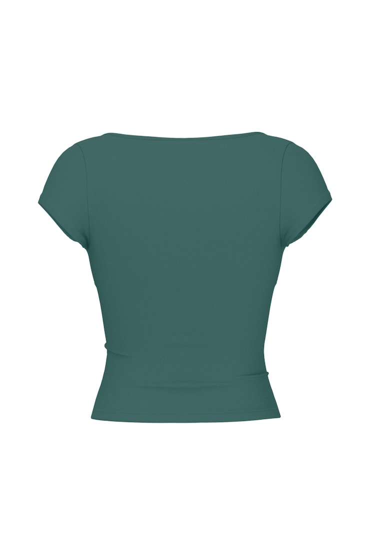 T-shirt croisé Sleek, Tentation sarcelle, large