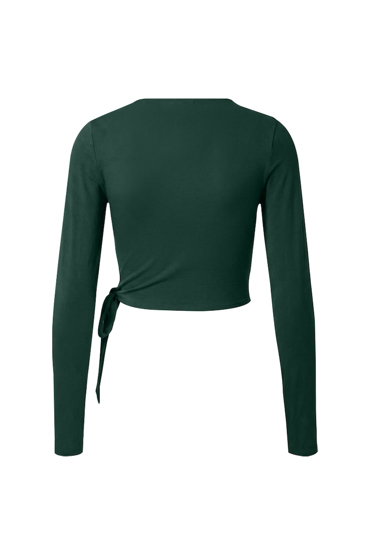 Smooth Long Sleeve Wrap Top, Green Envy, large