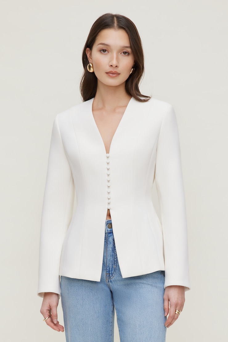 Plunge Small Button Blazer Sea Salt Off White large