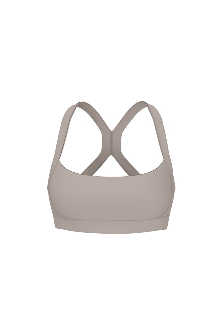 Active Portrait Neck Bra, Satellite Beige, large