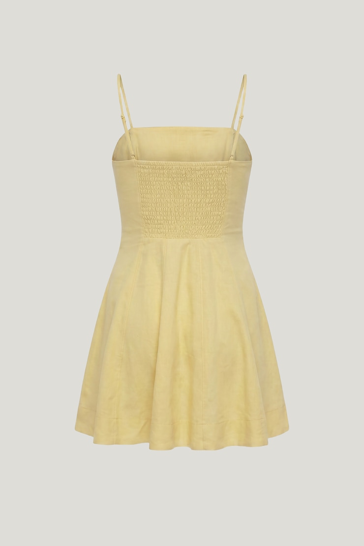 Ivory Linen Mini Dress Double Cream Yellow large