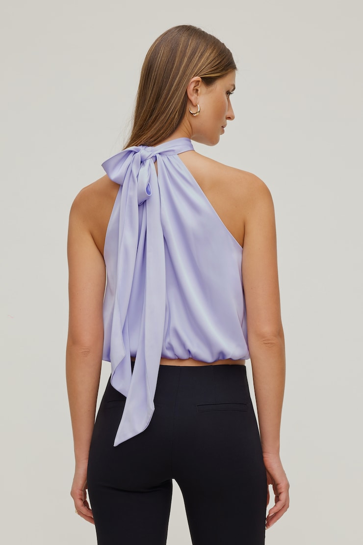 Paloma Bubble Satin Halter Blouse Purple Heather large