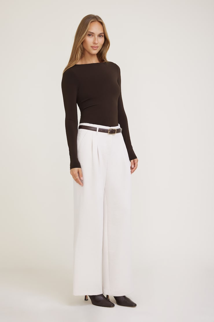 Nola Sculpt Long Sleeve Top Java Brown large