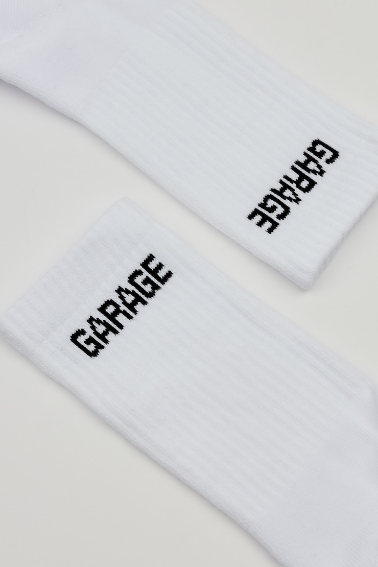 Garage Logo Crew Sock, Black/White, large