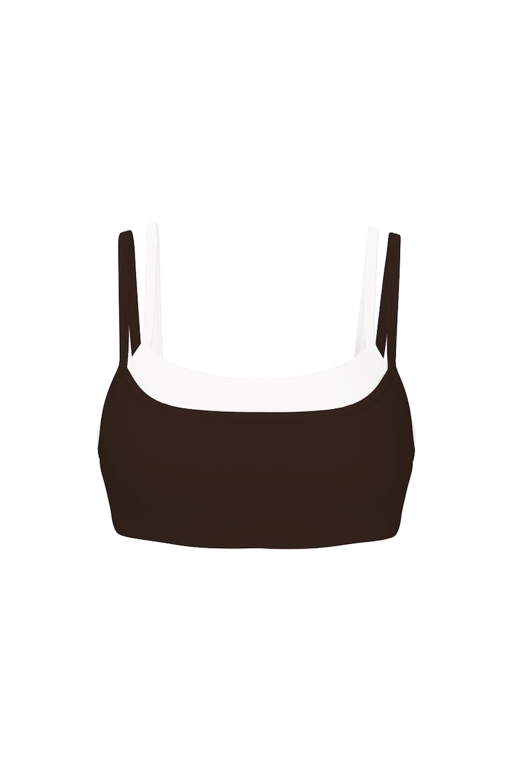 Active Double Layer Bra, Armadillo Brown/Snow White, large