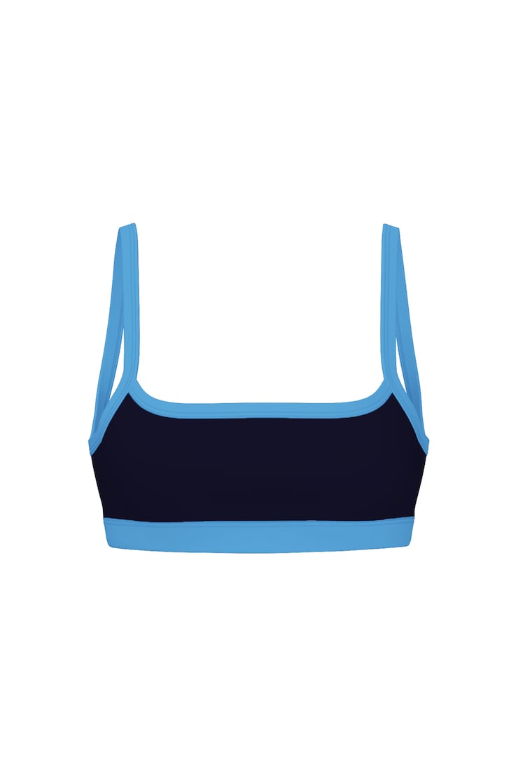 Active Low Back Micro Bra, Naughty Navy Blue/Blue Rebound, large