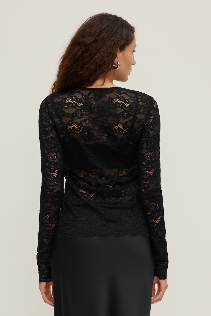 Cardigan en dentelle Noir encre large