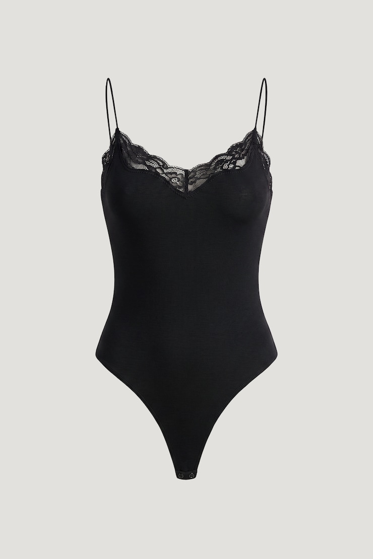 Sculpt Lace Trim Bodysuit Jet Black large