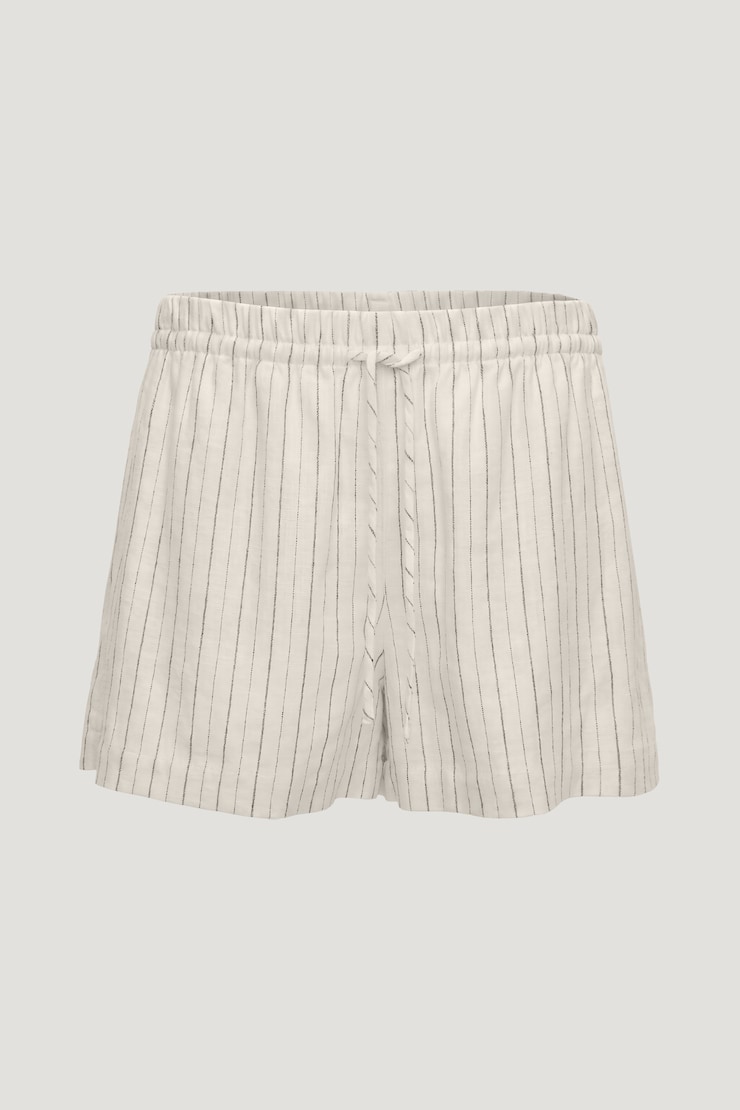 Linen High Rise Shorts White / Grey Stripes large