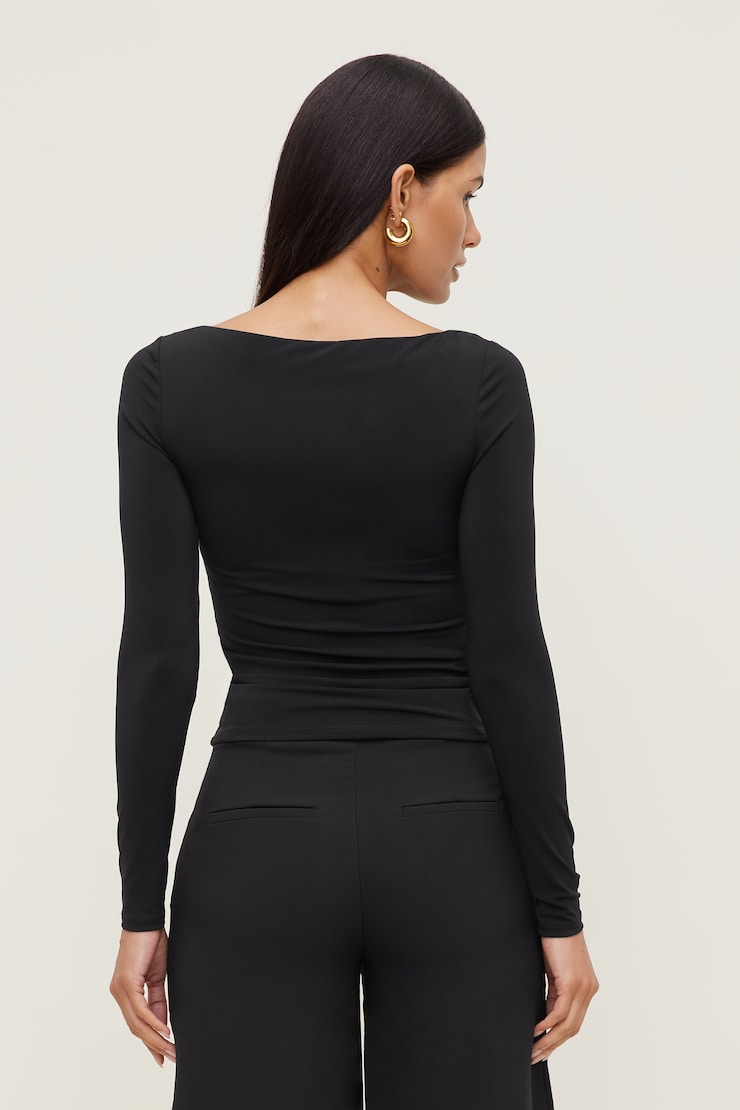 Nola Sculpt Long Sleeve Top Jet Black large