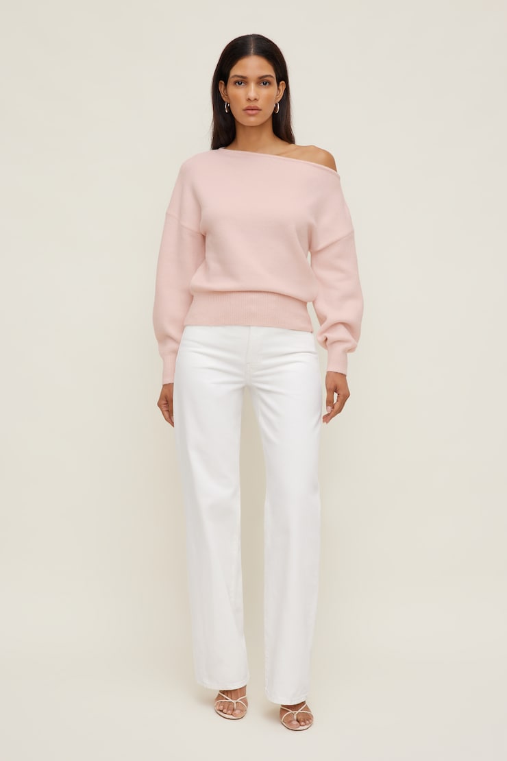Lola Off Shoulder Sweater Mauve Chalk Pink large
