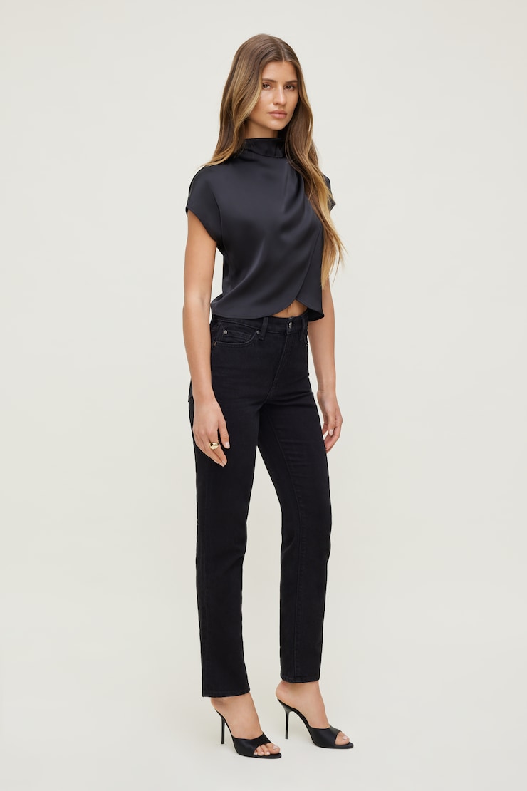 Frenchie High Rise Slim Leg Jeans Medium Dark Black / Smoky Black large