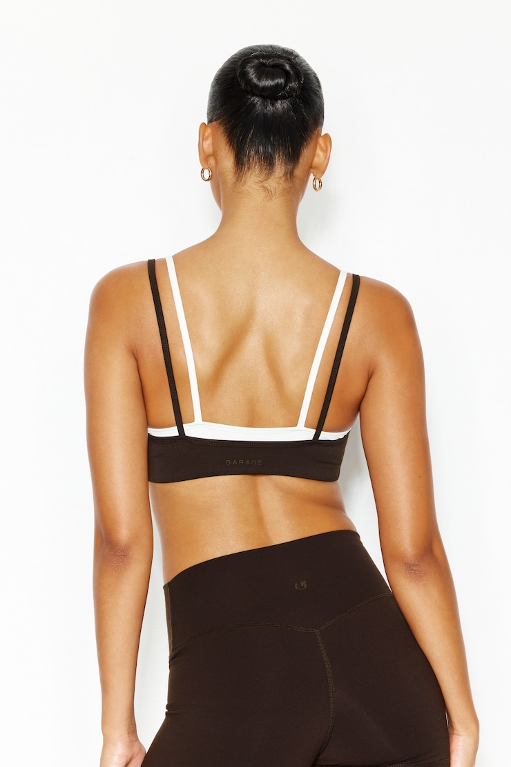 Active Double Layer Bra, Armadillo Brown/Snow White, large