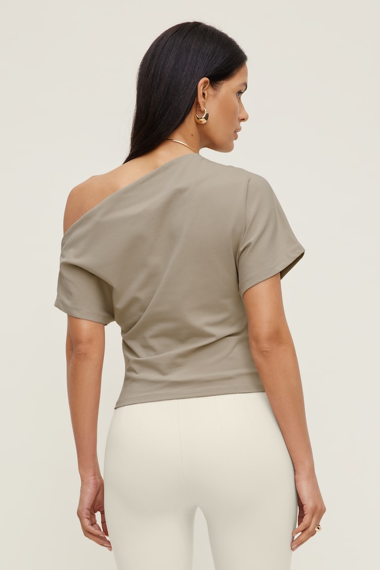 Alexa Cotton Spandex T Shirt Simply Taupe large