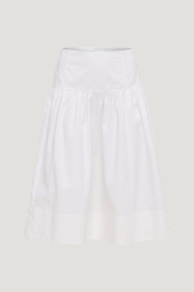 Drop Waist Poplin Midi Skirt Bright White large