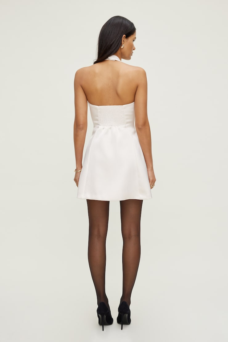 Amaya Satin Halter Mini Dress Sea Salt Off White large