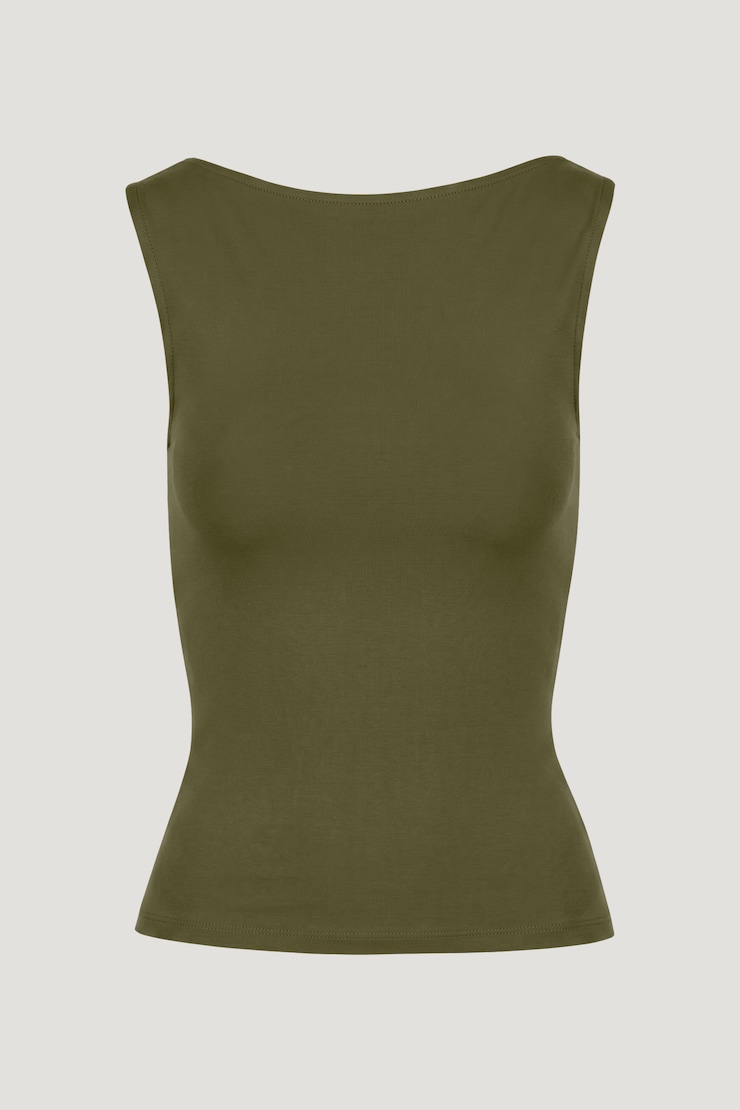 Nola Sculpt Tank Top Dark Olive Khaki large