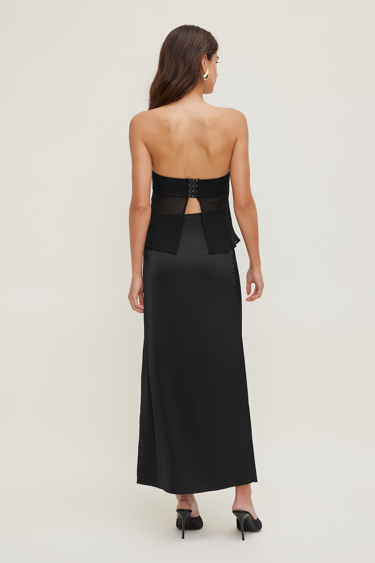 Satin Wrap Maxi Skirt Jet Black large