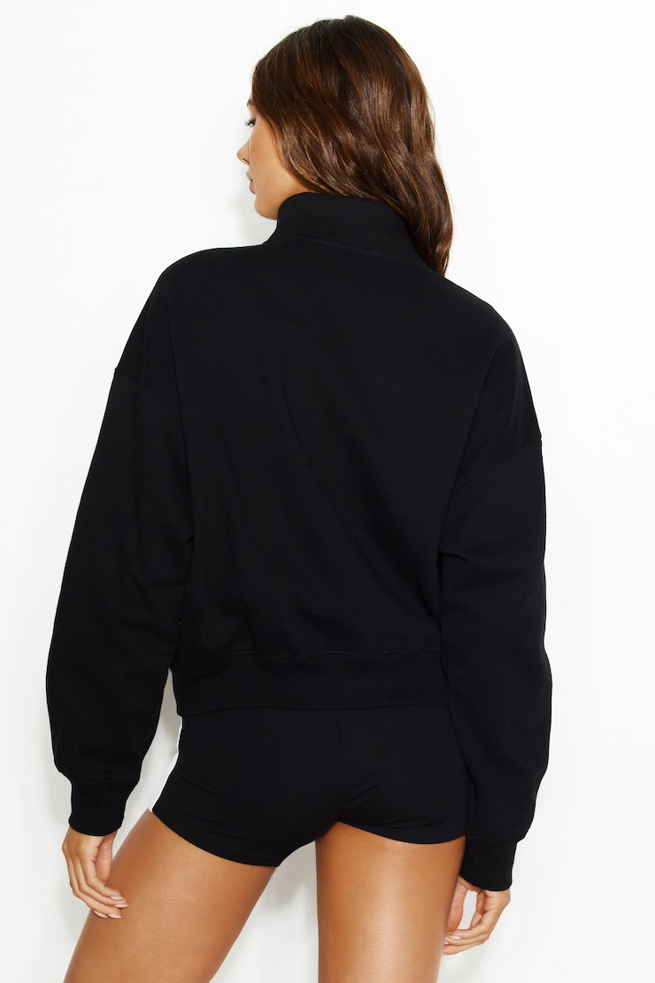 UltraFleece Zip Sweatshirt, Jet Black w/Snow White Stripe, large