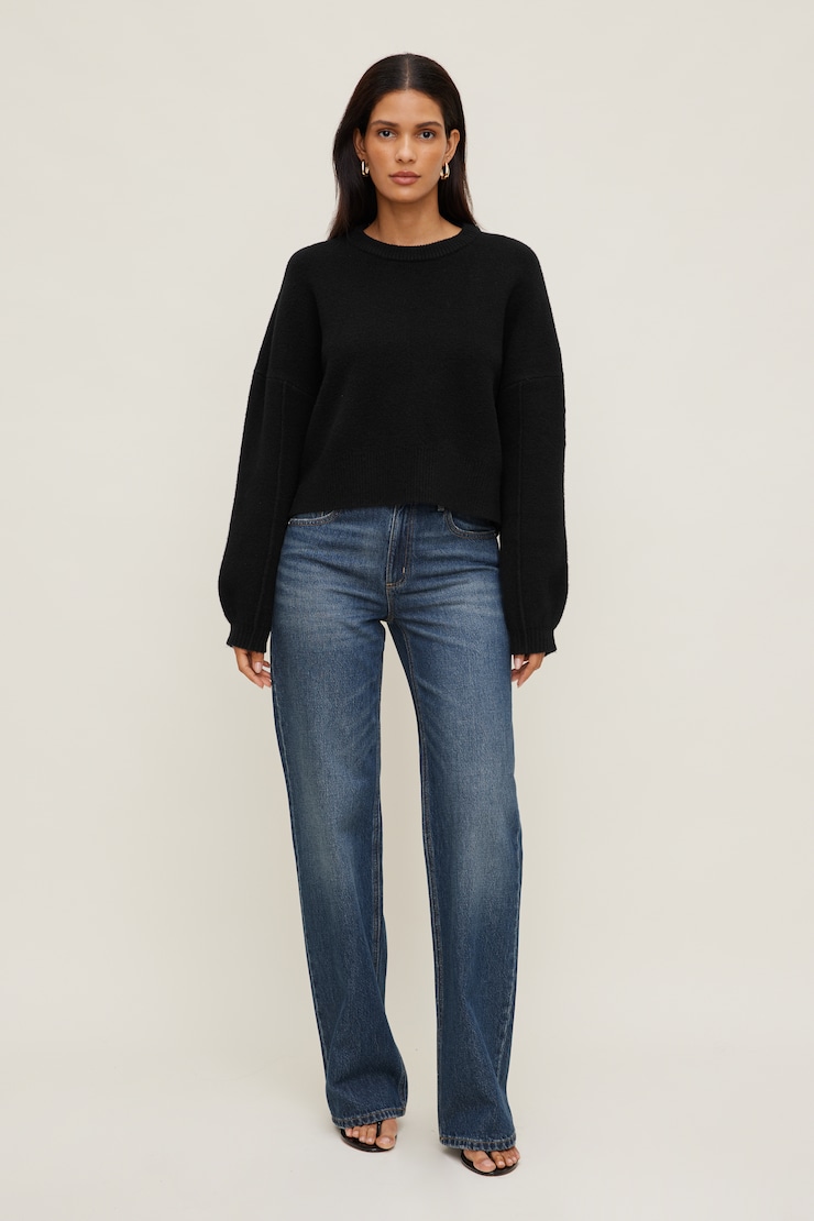 Rylie Balloon Sleeve Sweater Jet Black large