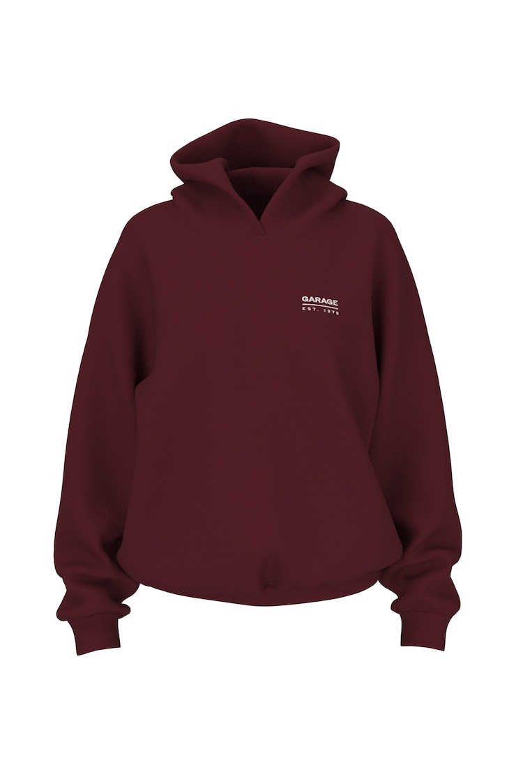 UltraFleece Hoodie, Burgundy Bite with GARAGE Logo Art, large