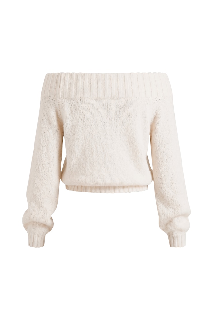Chandail à épaules dégagées, Douce crème blanc cassé, large