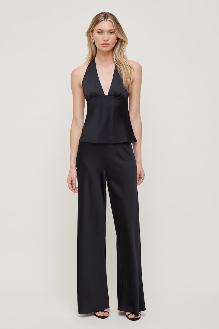 Vea Satin Halter Top Jet Black large