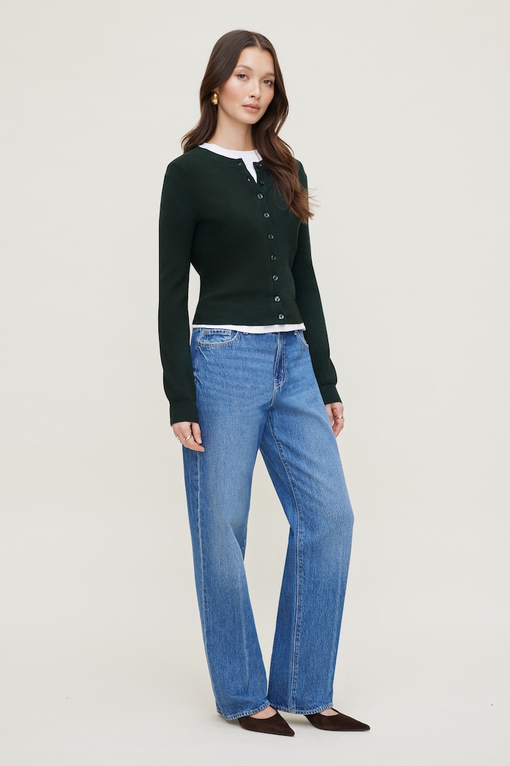 Rebecca Crewneck Cardigan Scarab Green large