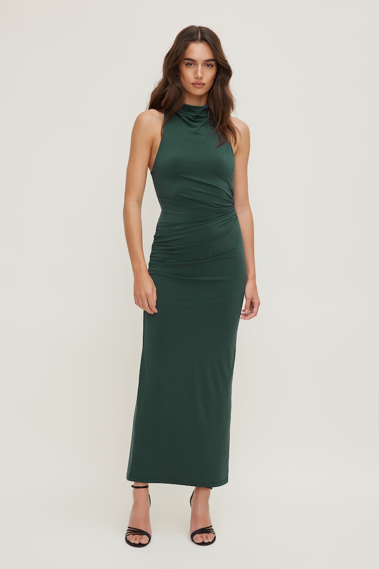 Willow Sculpt Maxi Dress DARKEST SPRUCE large