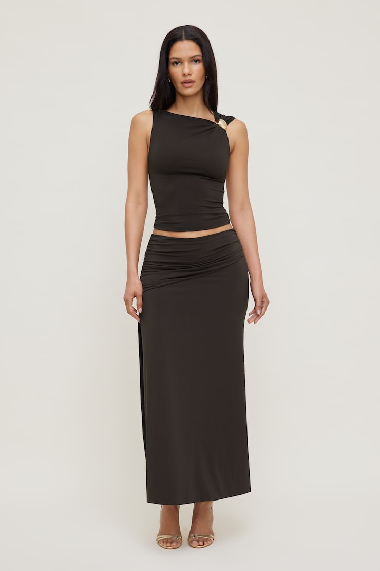 Sculpt Metal Detail Top Chocolate Torte Brown large
